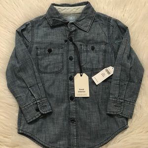 NWT baby gap jersey lined button down shirt 4T